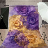 Aperturee - Aperturee Ethereal Purple Yellow Abstract Floral Sweep Backdrop
